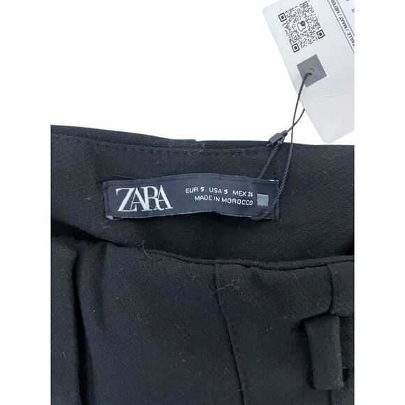Zara Womens High Waisted Pants Trousers Ankle S Black 9490/590 NWT no belt - Picture 5 of 15